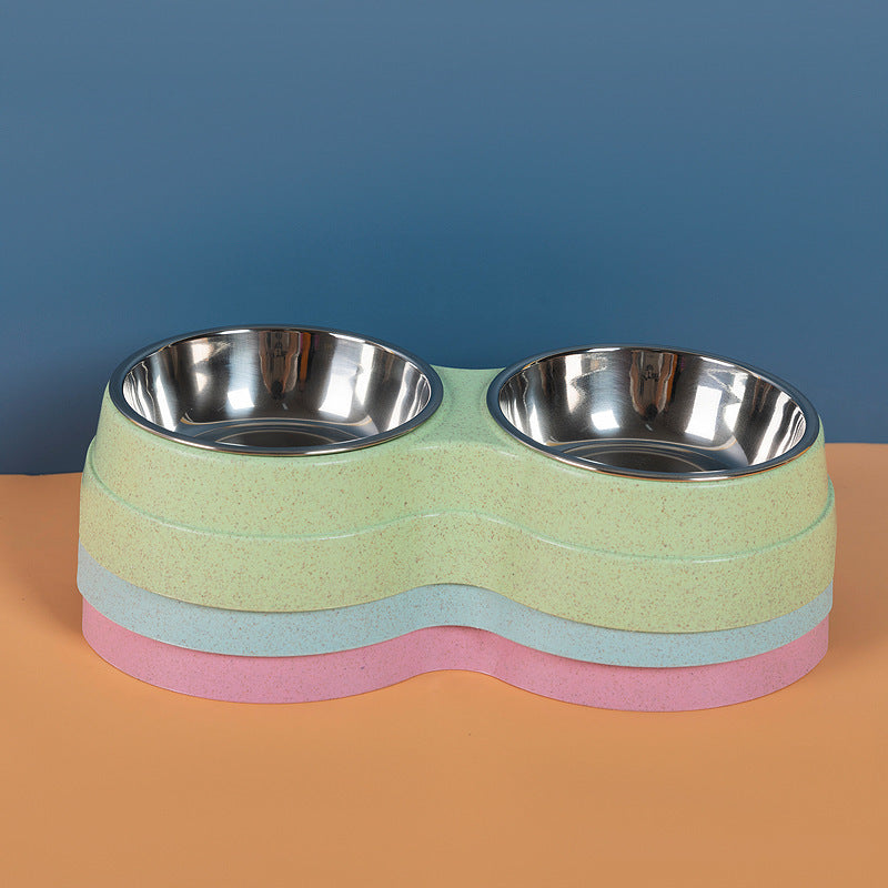 Double Pet Bowls Stainless Steel Dog & Cat Feeder – Food and Water Dish for Puppies, Small Dogs, and Cats