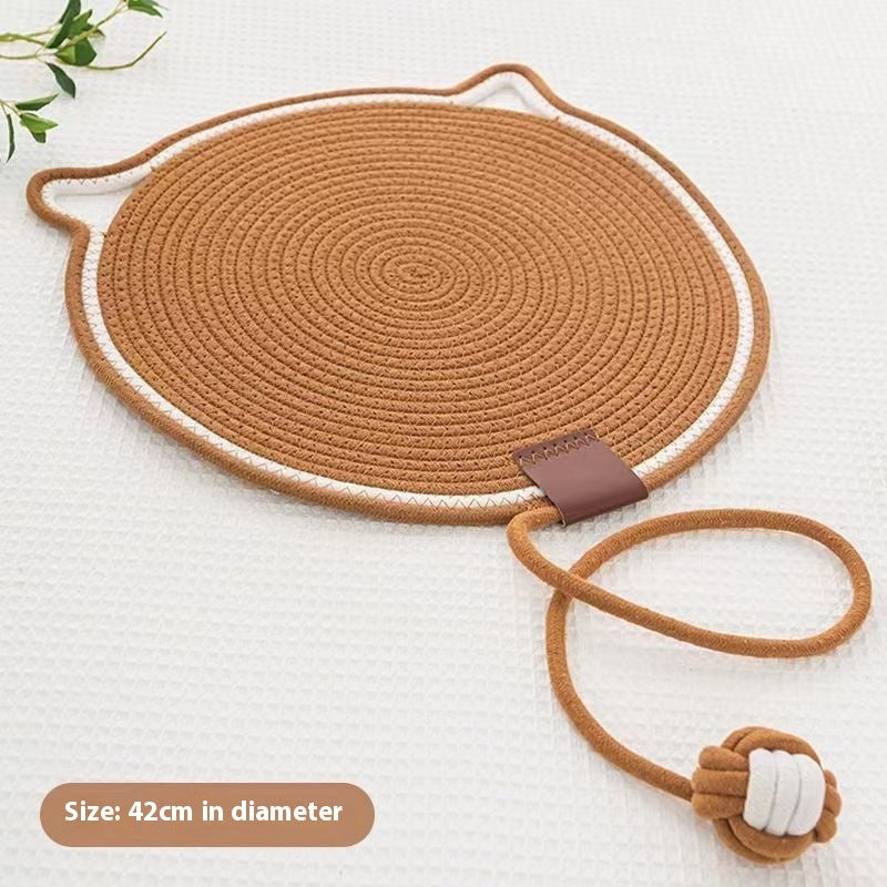 Braided Cotton Rope Cat Scratching Mat with Toy Ball – Washable, Durable & Multi-Use