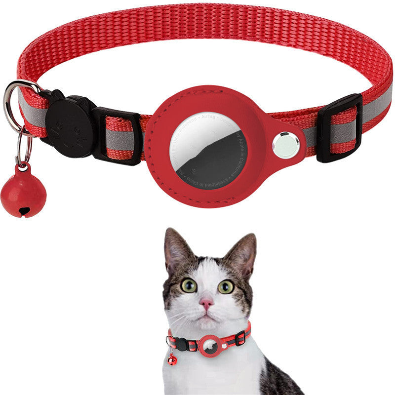 Reflective Nylon Collar with Airtag Holder – Waterproof Pet Tracker Case for Dogs & Cats, Adjustable Puppy & Kitten Collar