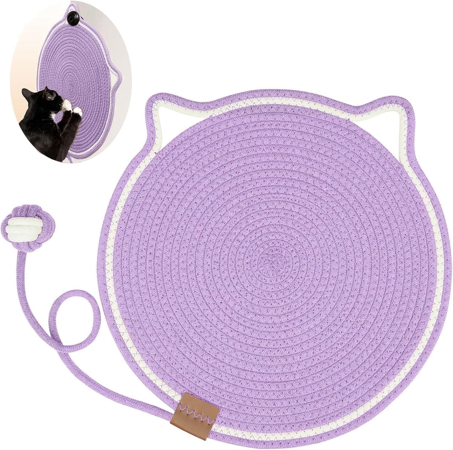 Braided Cotton Rope Cat Scratching Mat with Toy Ball – Washable, Durable & Multi-Use