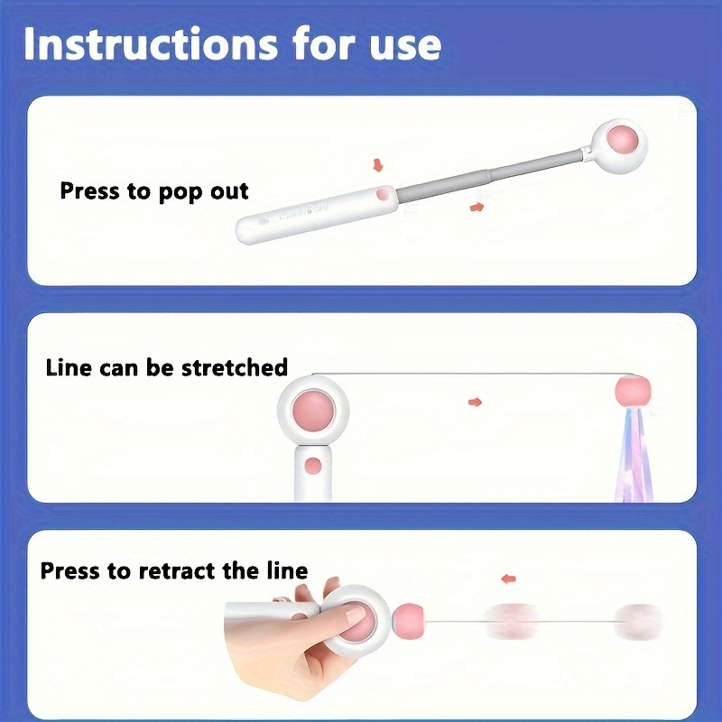 Retractable Cat Teaser Wand with Replaceable Feather Head – Interactive Toy for Indoor Cats