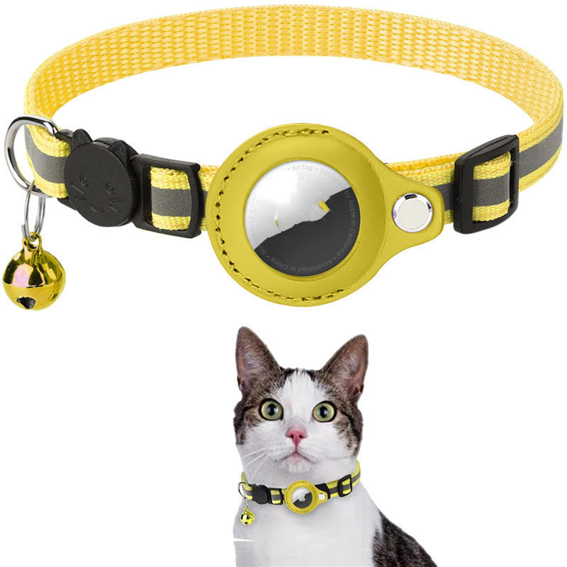 Reflective Nylon Collar with Airtag Holder – Waterproof Pet Tracker Case for Dogs & Cats, Adjustable Puppy & Kitten Collar