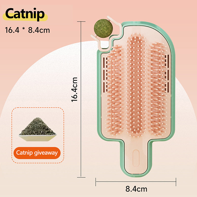 Ice Cream Shape Cat Self Groomer with Catnip Ball & Feather – Pet Itching Scratcher, Massage & Play Toy for Cats & Small Pets