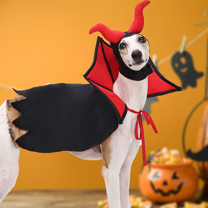 Halloween Pet Vampire Cloak and Hat Costume – Black Polyester Cosplay Outfit for Cats & Small Dogs