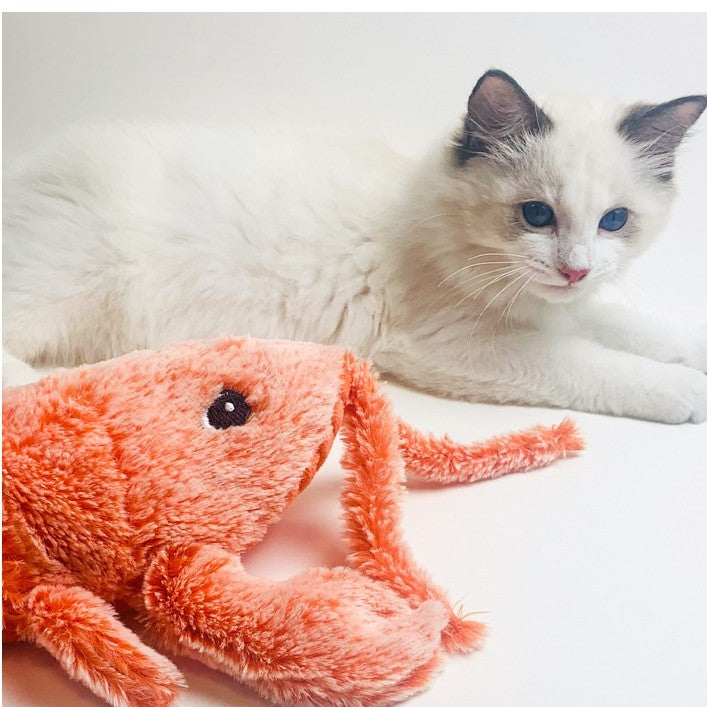 Electric Jumping Shrimp Cat Toy – USB Rechargeable Plush Simulation Lobster with Flopping Tail for Interactive Pet Play
