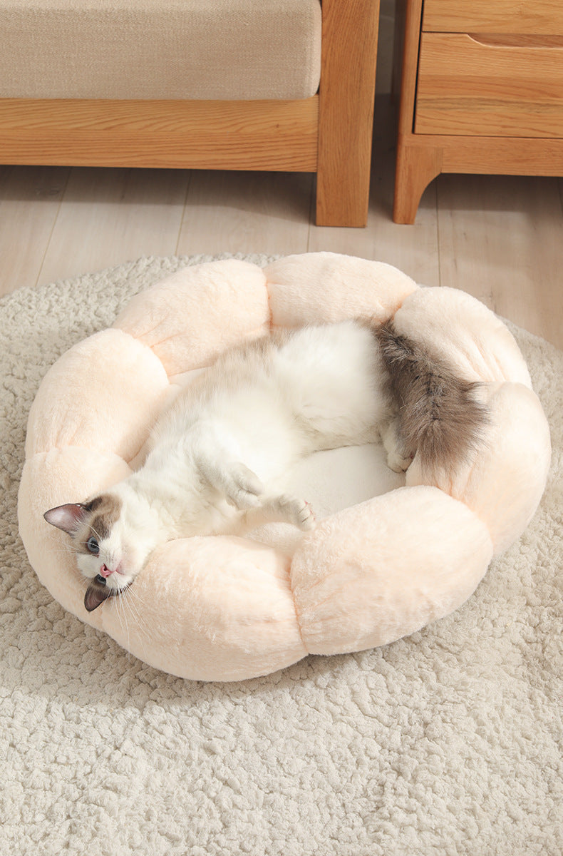 Flower Shaped Pet Bed Mat | Soft Dog & Cat Blanket Nest for Small Pets