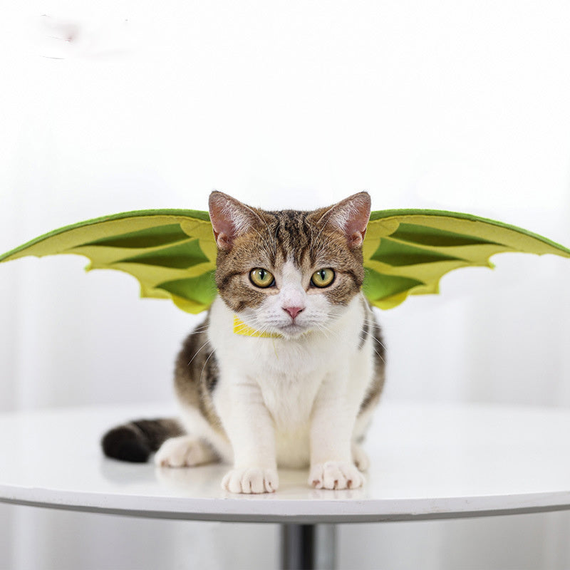 Halloween Pet Dinosaur Wings Costume – Green Felt Cosplay Outfit for Cats & Small Dogs