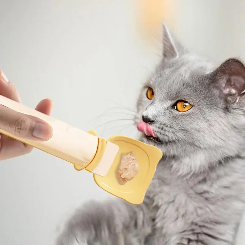 Cat Strip Feeding Spoon – Reusable Lickable Wet Food Spoon for Cats, Squeeze Design Pet Food Dispenser