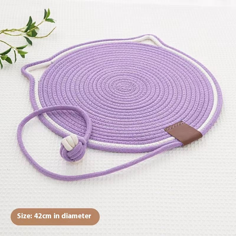 Braided Cotton Rope Cat Scratching Mat with Toy Ball – Washable, Durable & Multi-Use