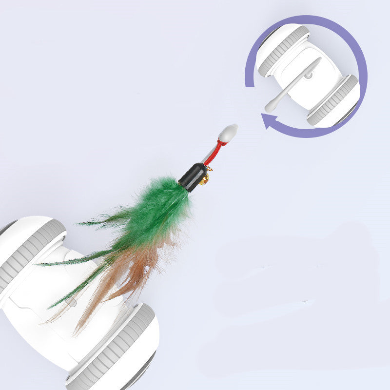 Interactive Automatic Cat Toy with Interchangeable Feather & Plush Heads – Smart Robotic Pet Teaser for Indoor Cats