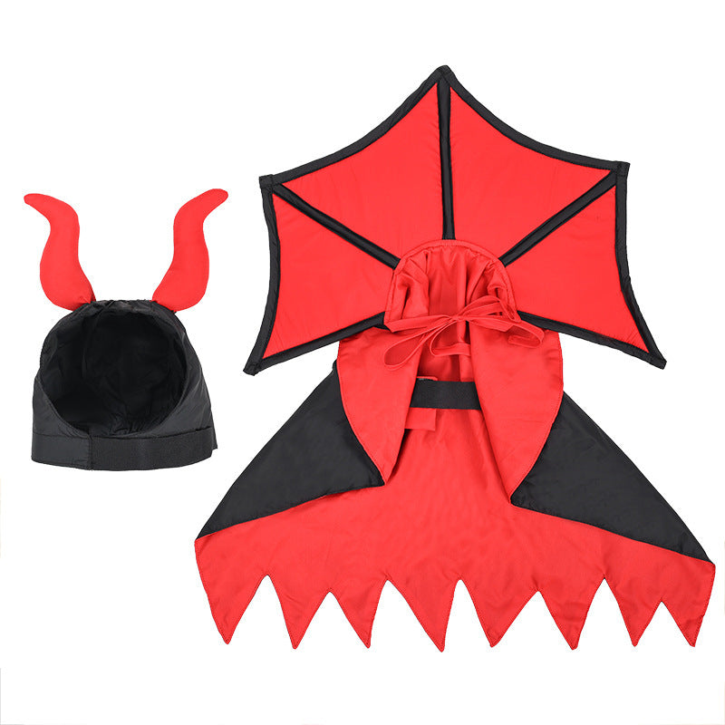 Halloween Pet Vampire Cloak and Hat Costume – Black Polyester Cosplay Outfit for Cats & Small Dogs