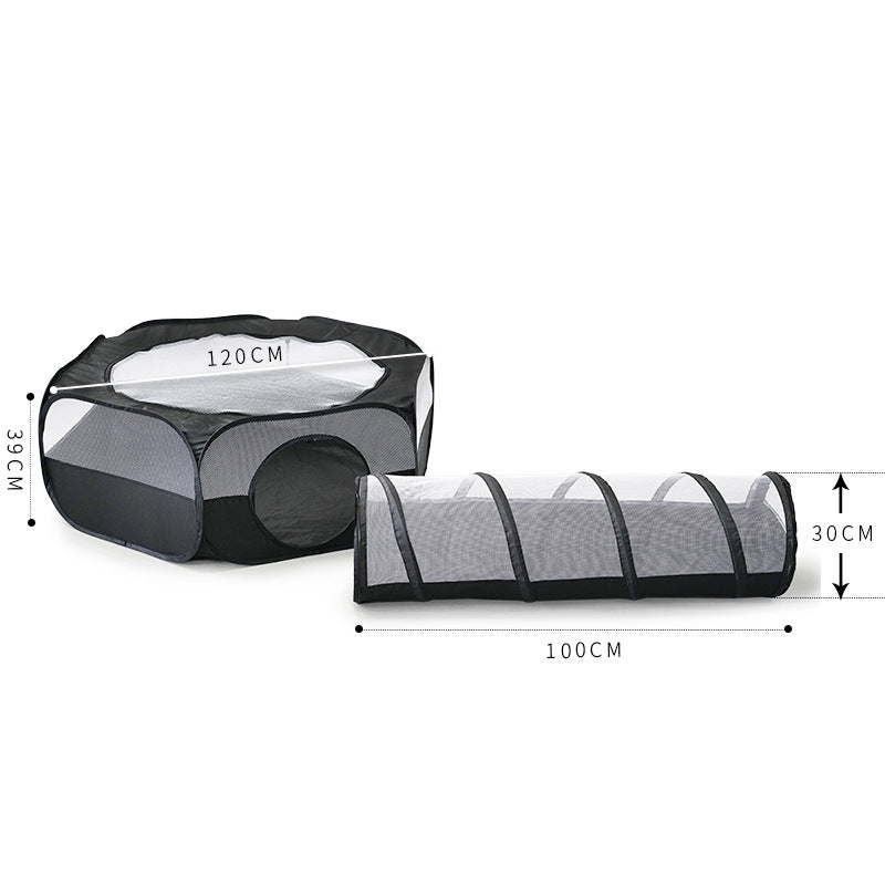 Foldable Cat Tunnel Tent – Removable 2-in-1 Cat Play Tunnel & Bed, Hair-Free, Space-Saving Design