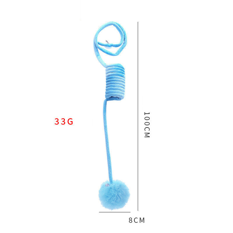 Interactive Cat Spring Toy with Suction Cup – Rabbit Fur Ball & Bell for Indoor Play