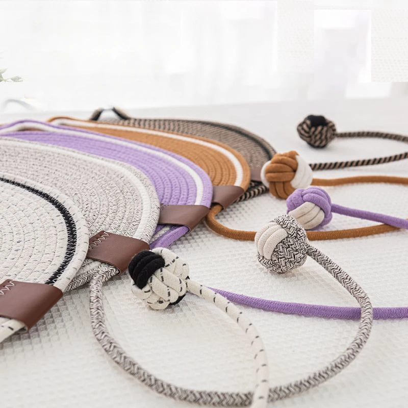 Braided Cotton Rope Cat Scratching Mat with Toy Ball – Washable, Durable & Multi-Use