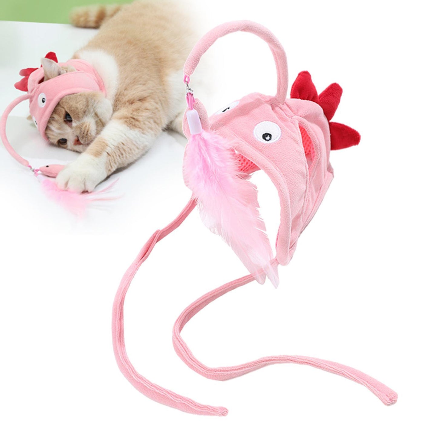 Head-Mounted Feather Cat Toy Stick – Interactive Funny Teaser for Cats