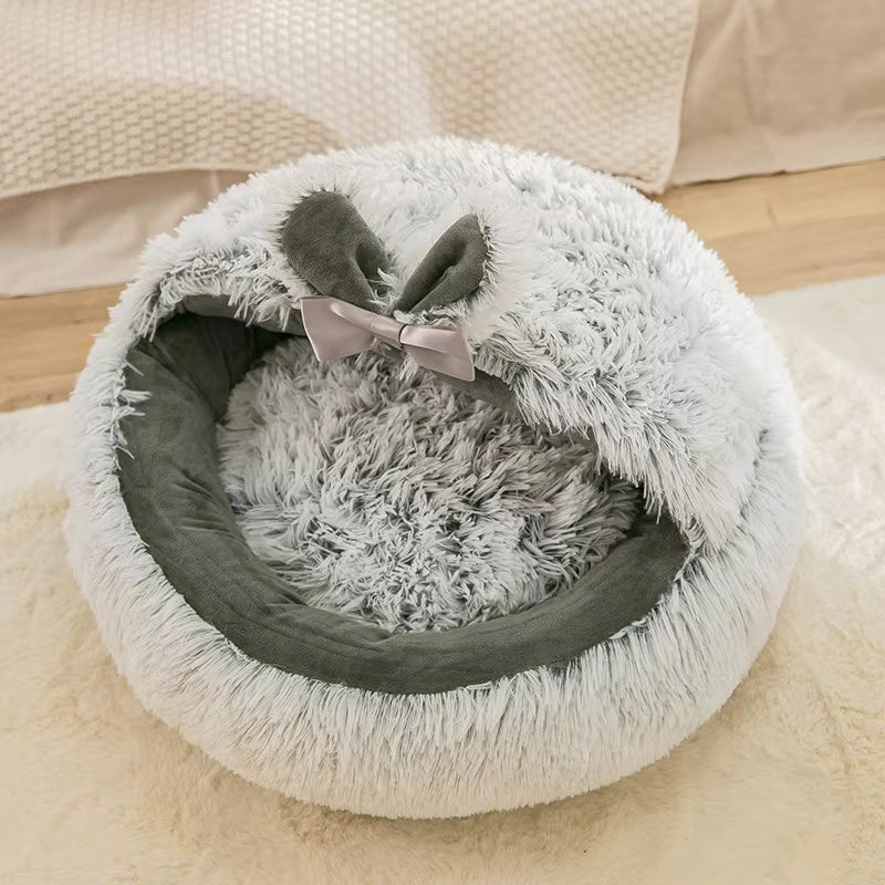 Winter Plush Cat Bed Round Donut Pet Cushion – Warm Cat House & Soft Dog Kennel for Small Pets