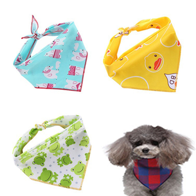 Adjustable Cotton Dog Cat Bandana Triangle Scarf - Soft Pet Neckerchief for Small Medium Large Dogs & Cats