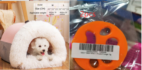 New Splice Portable Pet Nest – Warm Dog and Cat Bed for Autumn and Winter, Moisture-Proof Long Fur Plush Kennel, Semi-Enclosed Soft House for Small and Medium Pets