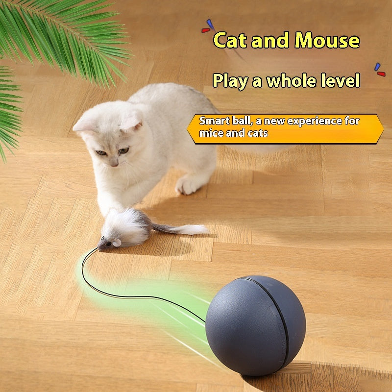 Interactive Cat Toy Mouse Teaser Ball – Smart Automatic Rolling Pet Ball for Cats & Dogs, Plush Mouse Hunting Game