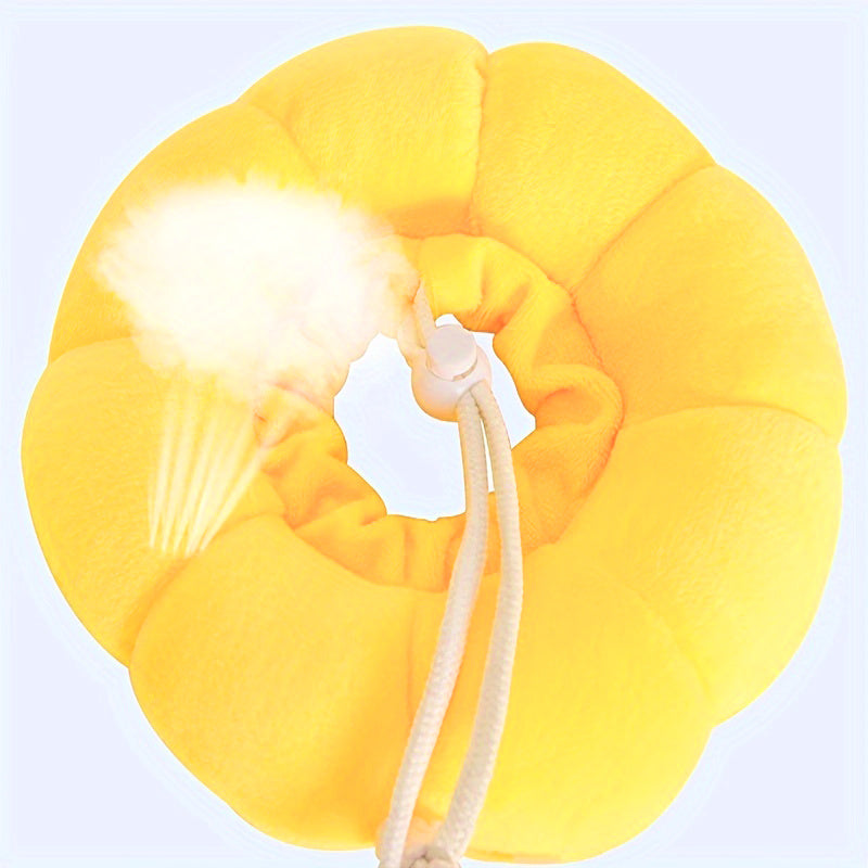 Cute Sunflower Pet Recovery Collar – Soft Cotton Adjustable E-Collar for Cats & Small Dogs, Post-Surgery Wound Healing Cone