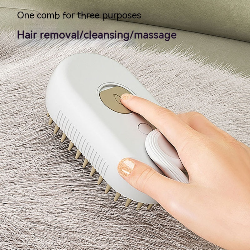 3-in-1 Steam Pet Grooming Brush, Rechargeable Cat & Dog Hair Removal Comb with Massage