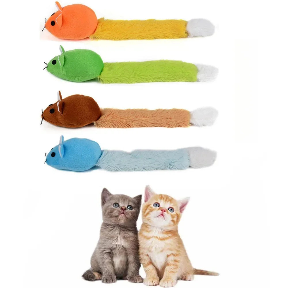 Interactive Catnip Mouse Toy with Long Plush Tail – Fun Self-Play for Cats
