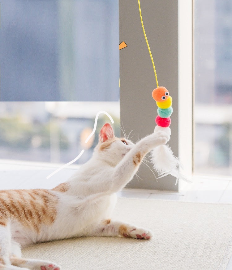 Interactive Hanging Cat Toy with Feather & Elastic Rope – 2M Telescopic Teaser