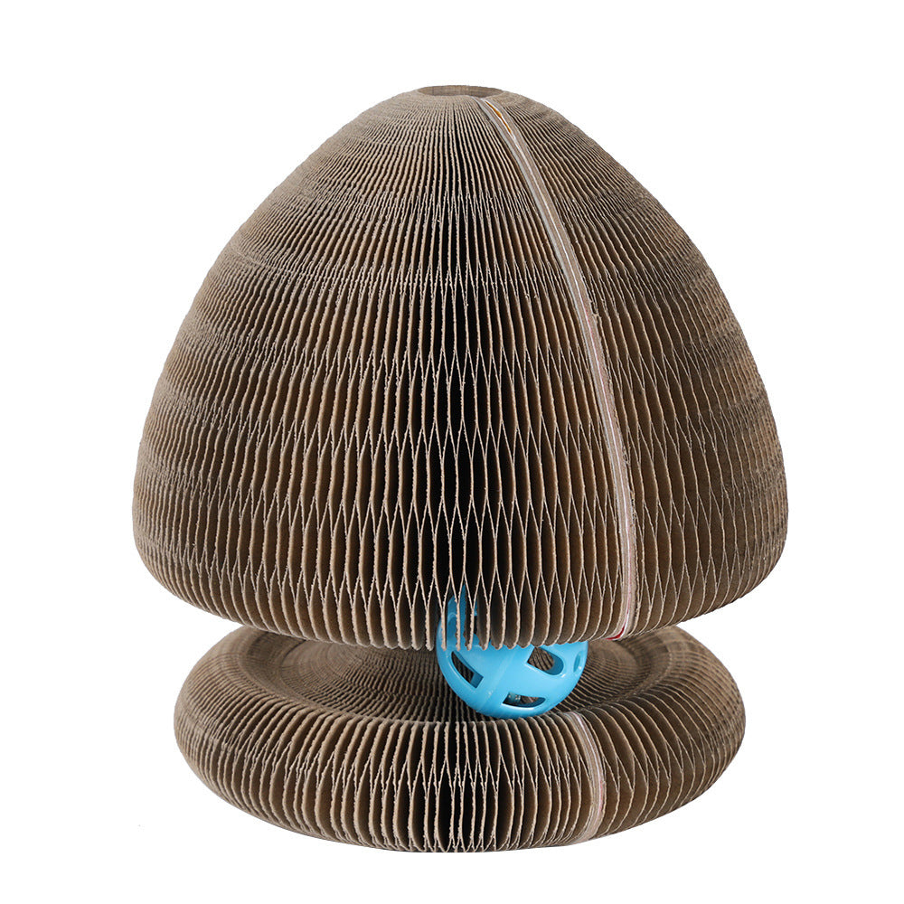 Foldable Cat Scratch Board with Bell, Magic Corrugated Cardboard Cat Toy & Claw Grinding Frame