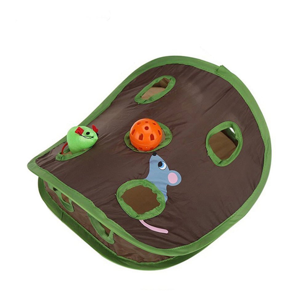 Interactive 9-Hole Cat Toy – Foldable Mouse Hunt Hide & Seek Game