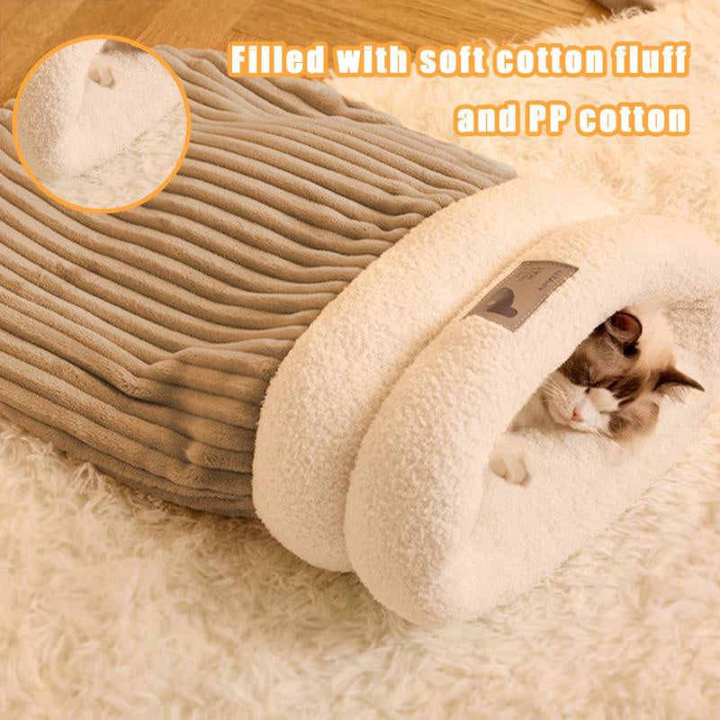 Winter Plush Pet Sleeping Bag – Semi-Enclosed Warm Cat & Dog Nest