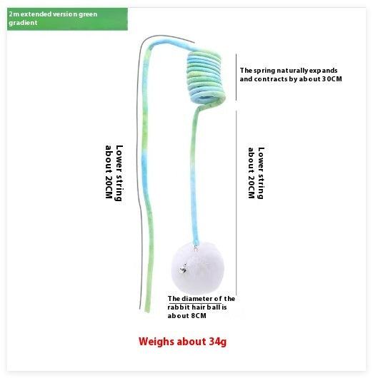 Interactive Cat Spring Toy with Suction Cup – Rabbit Fur Ball & Bell for Indoor Play
