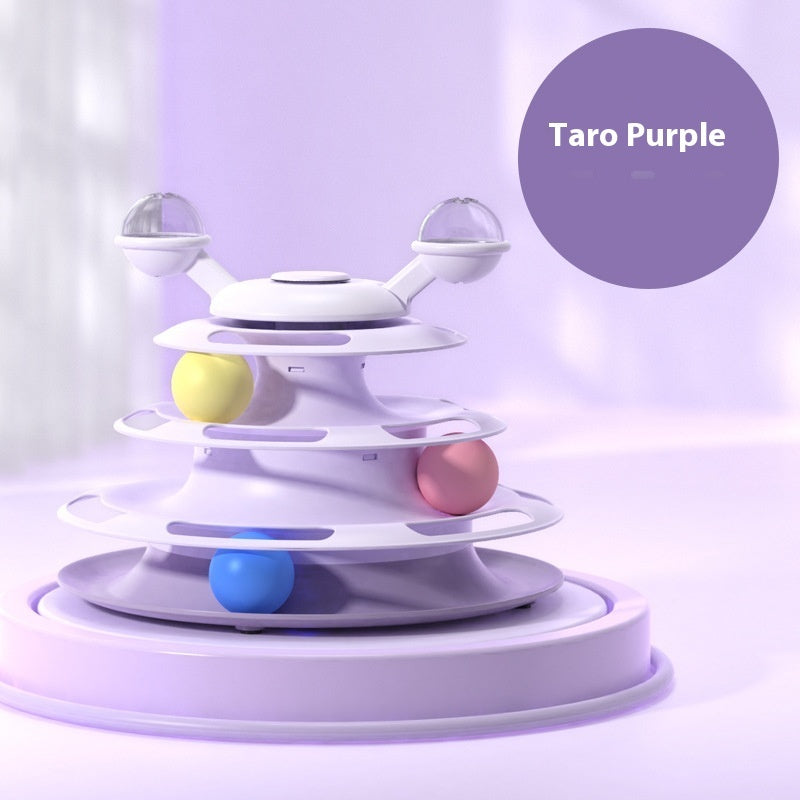 4-Tier Cat Toy Tower with Rolling Balls – Interactive Turntable Track for Indoor Cats