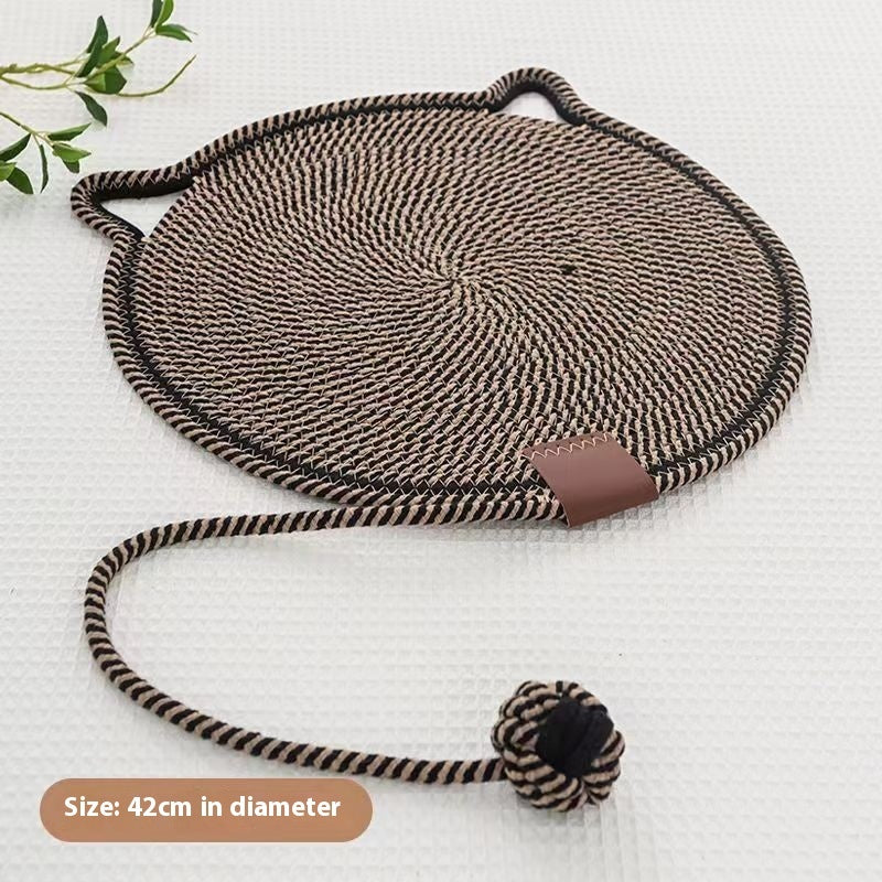 Braided Cotton Rope Cat Scratching Mat with Toy Ball – Washable, Durable & Multi-Use