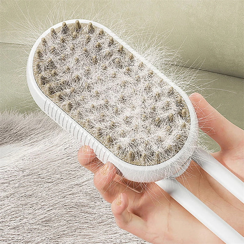 3-in-1 Steam Pet Grooming Brush, Rechargeable Cat & Dog Hair Removal Comb with Massage