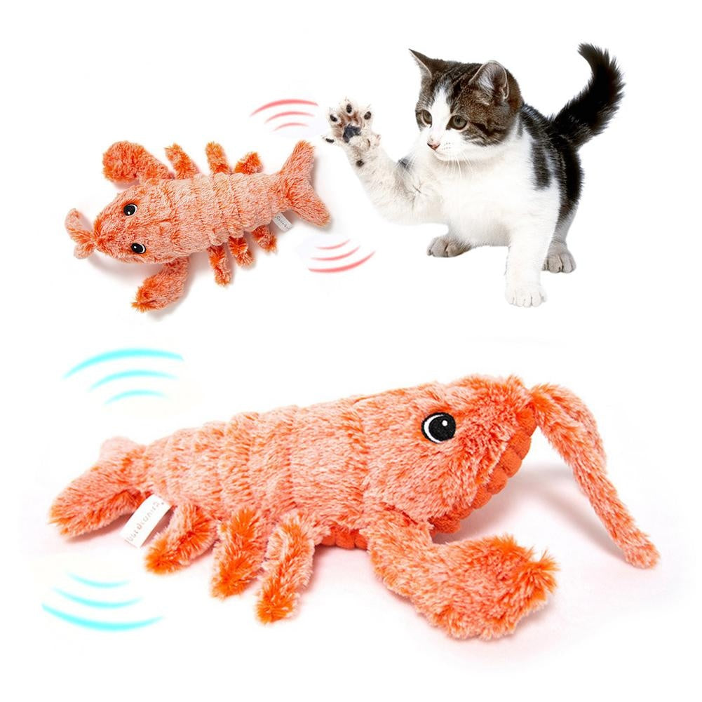 Electric Jumping Shrimp Cat Toy – USB Rechargeable Plush Simulation Lobster with Flopping Tail for Interactive Pet Play