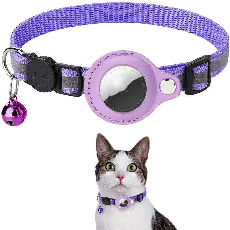 Reflective Nylon Collar with Airtag Holder – Waterproof Pet Tracker Case for Dogs & Cats, Adjustable Puppy & Kitten Collar