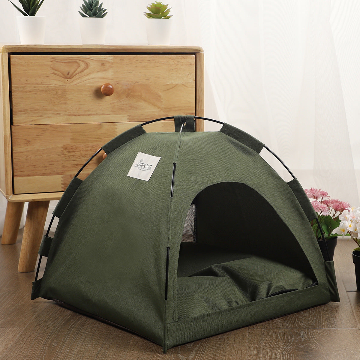 Cooling Cat & Dog Tent Bed – Portable Pet House with Cushion for Indoor & Travel