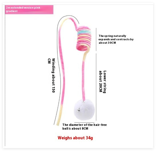 Interactive Cat Spring Toy with Suction Cup – Rabbit Fur Ball & Bell for Indoor Play