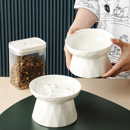 Elevated Ceramic Cat Bowl – Spine-Protecting Pet Feeder