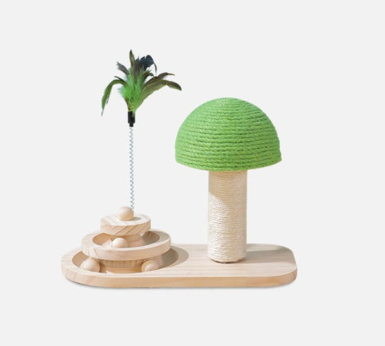 Interactive Cat Scratch Post Toy – Wooden Base with Sisal Balls