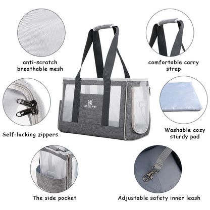 Portable Pet Carrier Bag – Breathable Cat & Dog Travel Backpack, Large Capacity Handbag for Puppies & Kittens