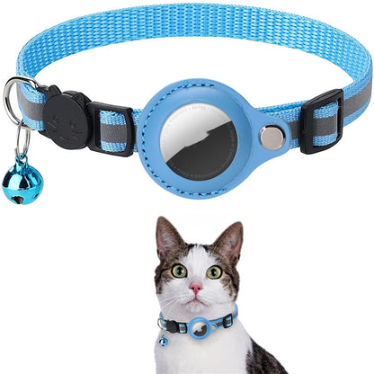 Reflective Nylon Collar with Airtag Holder – Waterproof Pet Tracker Case for Dogs & Cats, Adjustable Puppy & Kitten Collar