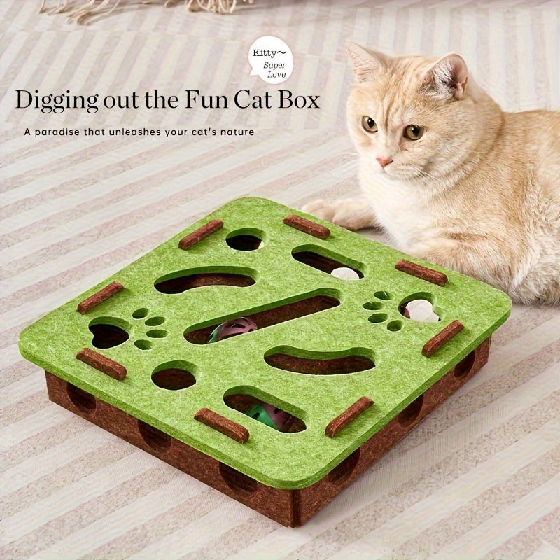 Interactive Cat Puzzle Toy – Maze Tunnel & Bell Ball for Indoor Cats