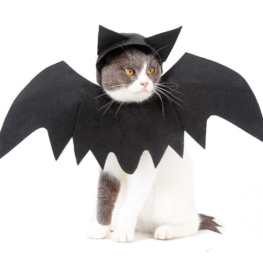 Halloween Pet Bat Wings Costume – Adjustable Felt Cloth Outfit for Cats & Small Dogs