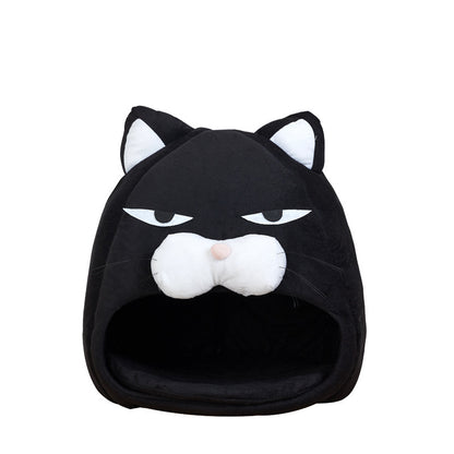 Cat House Bed Indoor Cat Nest with Cushion, Foldable Cat Litter Mat Sleeping Nest for Cats and Small Dogs, Washable Warm Plush Pet Bed for Winter and Summer