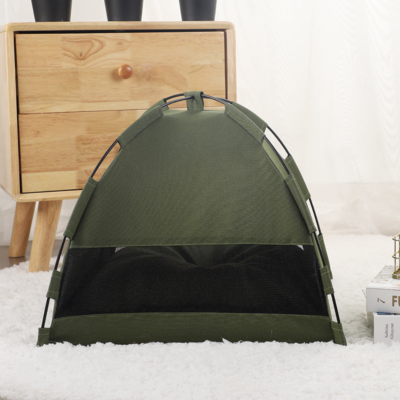 Cooling Cat & Dog Tent Bed – Portable Pet House with Cushion for Indoor & Travel