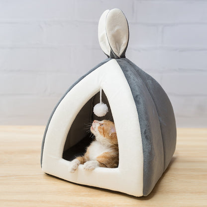 Cat House Villa Bed for Cats and Small Dogs – Cozy Indoor Pet Nest Cat Bed and Small Dog Kennel, Soft Cloth Material with Removable Cushion, Available in S/M/L/XL Sizes