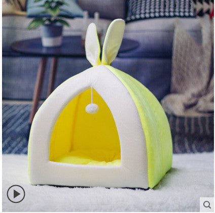 Cat House Villa Bed for Cats and Small Dogs – Cozy Indoor Pet Nest Cat Bed and Small Dog Kennel, Soft Cloth Material with Removable Cushion, Available in S/M/L/XL Sizes