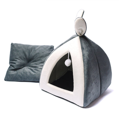 Cat House Villa Bed for Cats and Small Dogs – Cozy Indoor Pet Nest Cat Bed and Small Dog Kennel, Soft Cloth Material with Removable Cushion, Available in S/M/L/XL Sizes