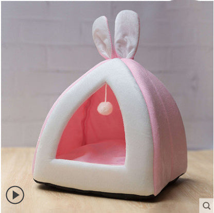 Cat House Villa Bed for Cats and Small Dogs – Cozy Indoor Pet Nest Cat Bed and Small Dog Kennel, Soft Cloth Material with Removable Cushion, Available in S/M/L/XL Sizes